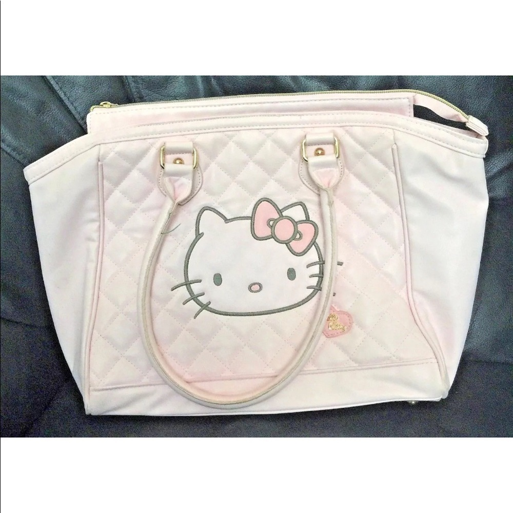 Hello Kitty Pink Quilted Handbag Purse Bag 12"